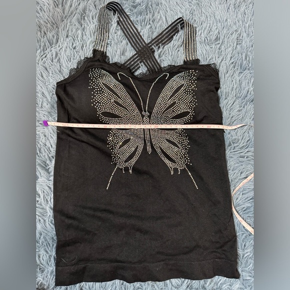 Diamonds black butterfly tops with cross back diamonds on straps - Picture 4 of 5
